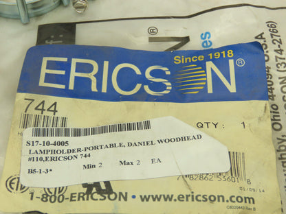 Ericson 744 Lampholder Handlamp 100W Trouble Light No 7 Portable