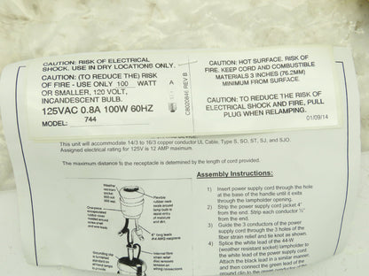 Ericson 744 Lampholder Handlamp 100W Trouble Light No 7 Portable