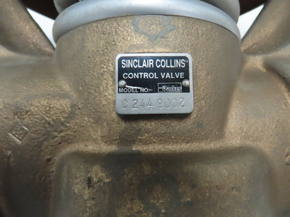 Sinclair Collins C244-9002 Brass Globe Valve 2 Way 200 PSI 2" NPT NO