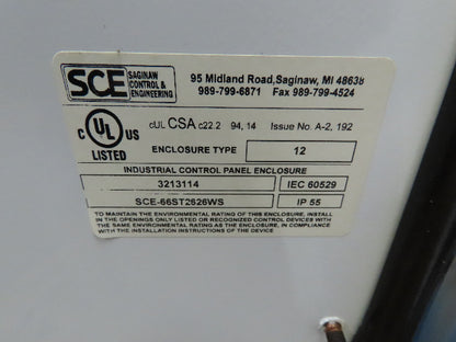 Saginaw SCE-66ST2626WS Slope Top Workstation Electrical Enclosure 66x26x26"