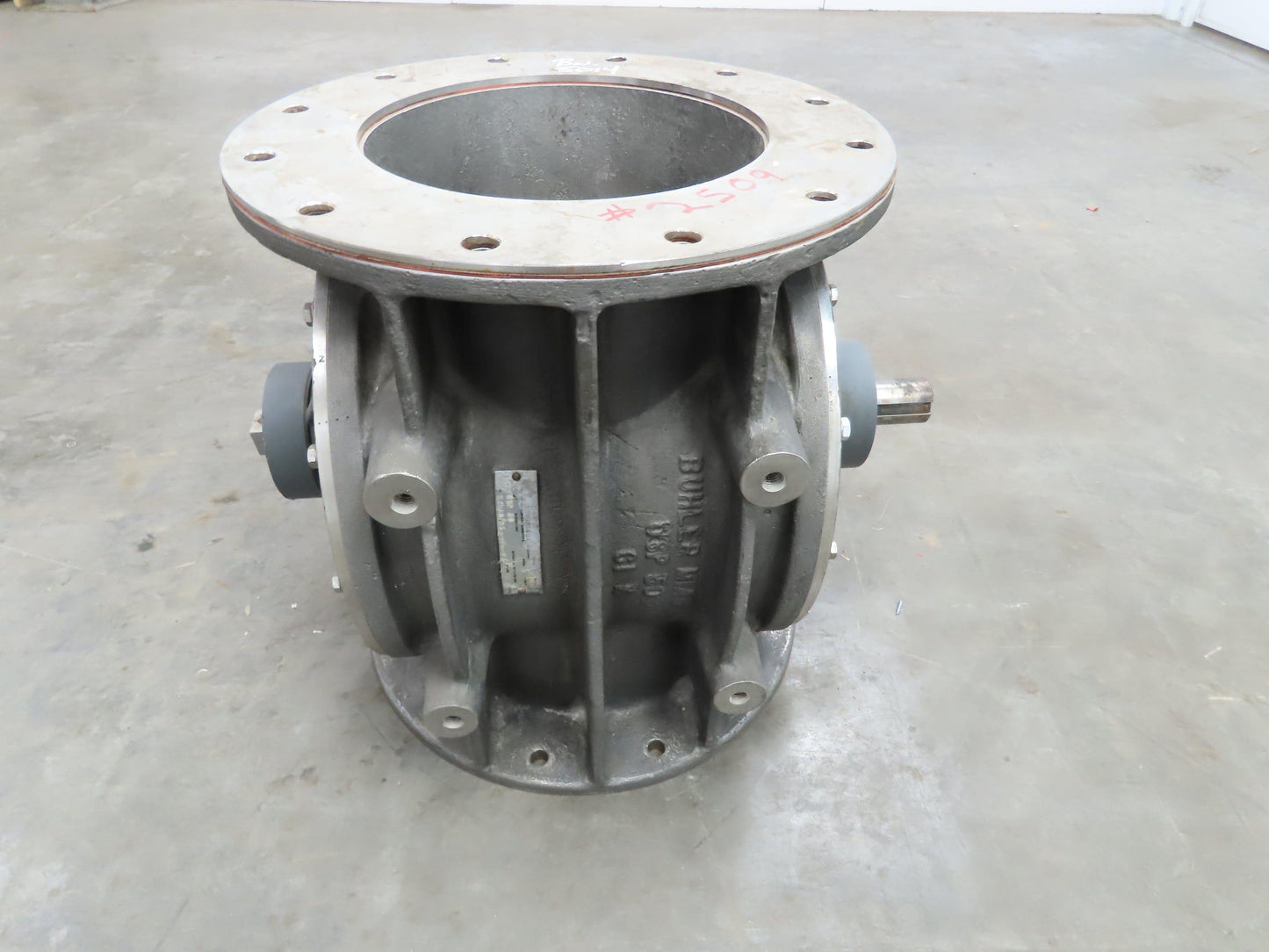 Buhler Miag USP-50 Rotary Airlock Feeder Valve 316SS 10x10" Round Flange 16" OD