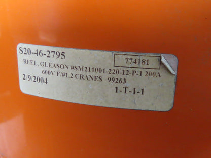 Gleason SM211001-220-12-P-1 Cord Reel 600 VOLT 200 AMP 60' of 8/2 Cable 150 FPM
