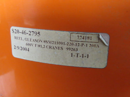 Gleason SM211001-220-12-P-1 Cord Reel 600 VOLT 200 AMP 60' of 8/2 Cable 150 FPM