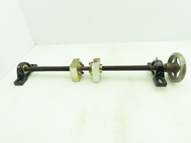 Manual Handwheel Linear Guide Bearing Block Ball Screw 3/4" Dia 21"L