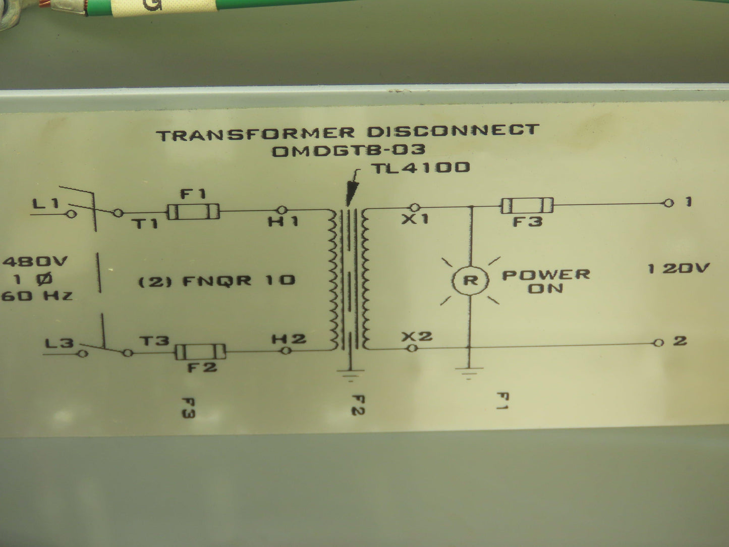 Daykin OMDGTB-03 Step-Down Transformer 1500VA 480V To 120V Disconnect