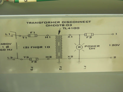 Daykin OMDGTB-03 Step-Down Transformer 1500VA 480V To 120V Disconnect