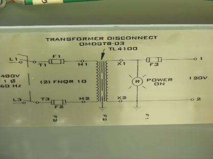 Daykin OMDGTB-03 Step-Down Transformer 1500VA 480V To 120V Disconnect
