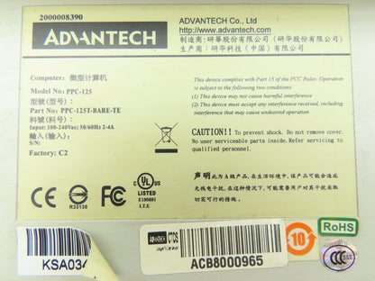 Advantech PPC-125T Touchscreen Panel PC 12" Intel Core 2 Duo Broken Screen