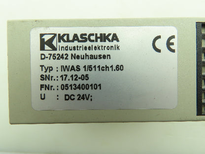 Klaschka IWAS 1/511 Electronic Speed Monitor Controller 24 VDC