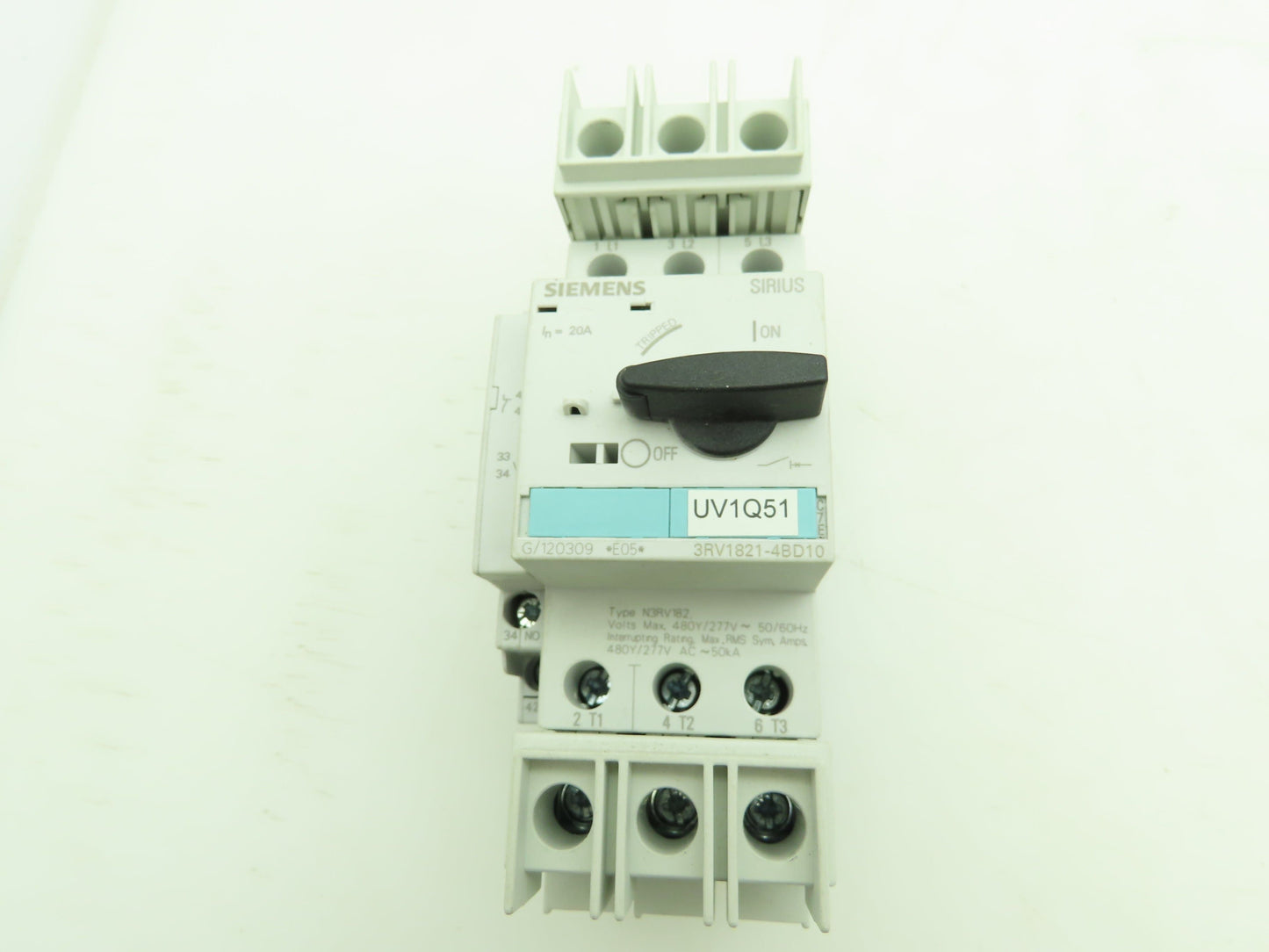 Siemens 3RV1821-4BD10 Circuit Breaker 3Ph 20A 480V Din Rail Mount