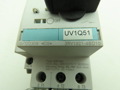 Siemens 3RV1821-4BD10 Circuit Breaker 3Ph 20A 480V Din Rail Mount