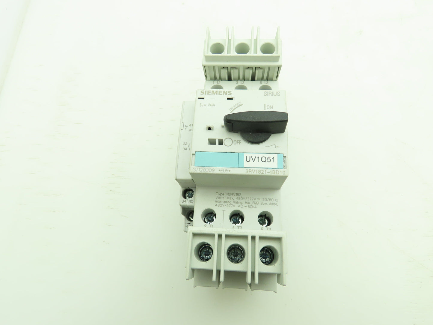 Siemens 3RV1821-4BD10 Circuit Breaker 3Ph 20A 480V Din Rail Mount