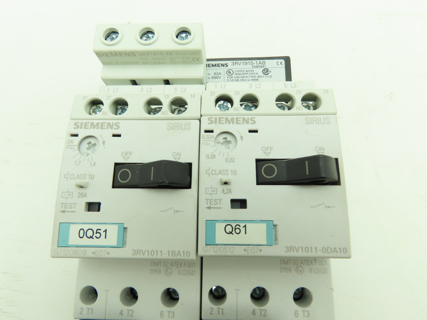 Siemens 3RV1011-0DA10 Motor Starter Contactor Breaker Setup 600V 3Ph 24V Coil