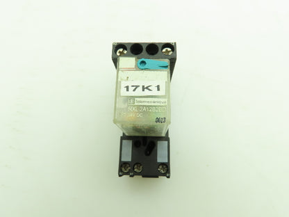 Telemecanique RXL2A12B2BD Ice Cube Relay and Socket 2 Pole 24VDC Lot of 2