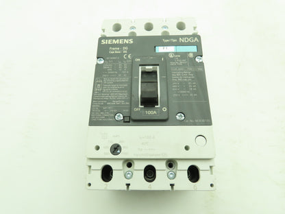 Siemens NDX3B100 Circuit Breaker NDGA 3Ph 100A 600V