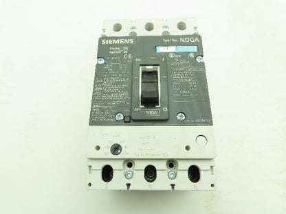 Siemens NDX3B100 Circuit Breaker NDGA 3Ph 100A 600V