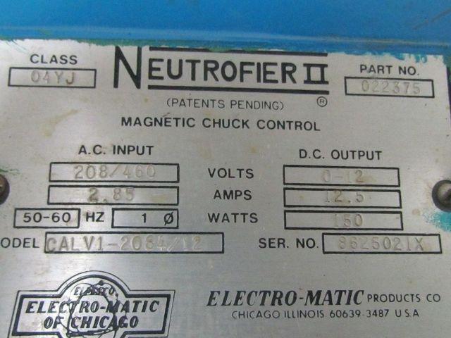 Electro-Matic CALV1-2084/12 P/N 022375 Magnetic Chuck Control 208/460 Volt 12VDC