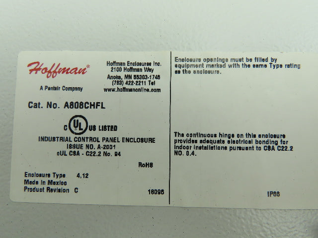 Hoffman A808CHFL Electrical Enclosure 8x8x4" Allen Bradley Terminal Blocks x20