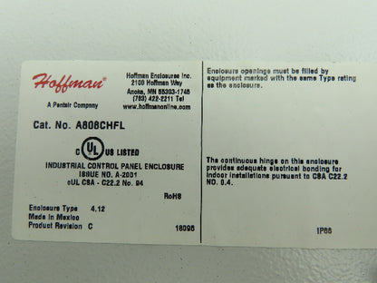 Hoffman A808CHFL Electrical Enclosure 8x8x4" Allen Bradley Terminal Blocks x20