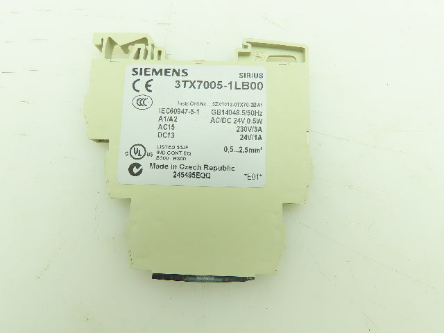 Siemens 3TX7005-1LB00 Sirius Interface Relay 24VDC Coil 230V 3A Rating