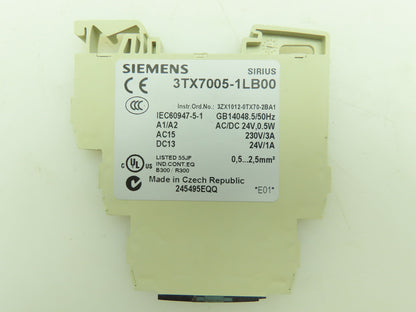 Siemens 3TX7005-1LB00 Sirius Interface Relay 24VDC Coil 230V 3A Rating