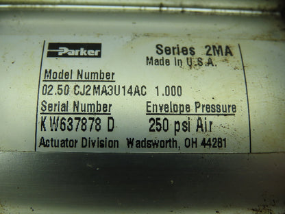 Parker CJ2MA3U14AC Pneumatic Air Cylinder 2.5 Bore 1" Stroke