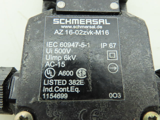Schmersal AZ 16-02ZVK-M16 Safety Interlock Switch Lot of 2