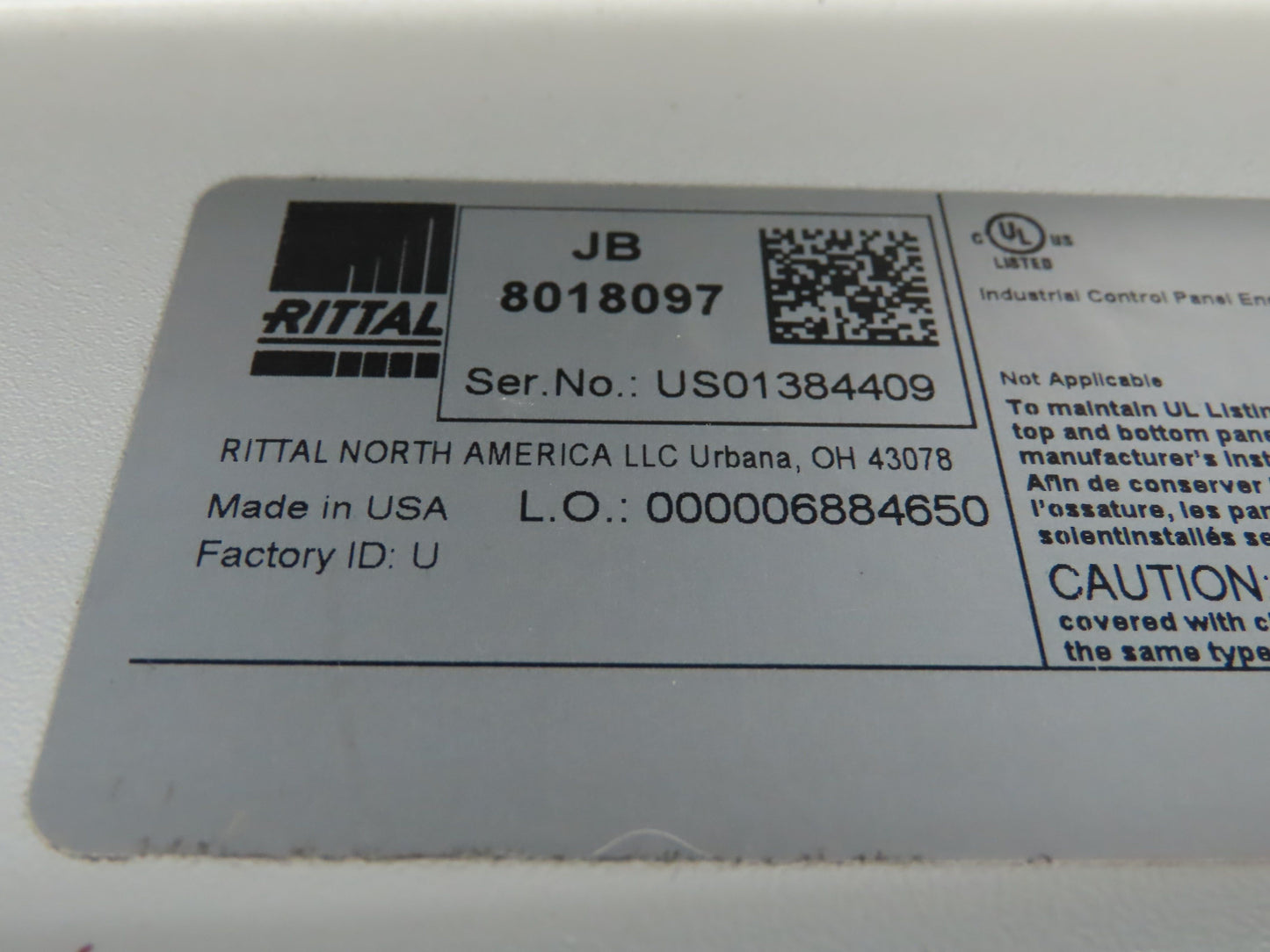 Rittal 8018097 Electrical Enclosure Carbon Steel 10x8x4" JIC Box Terminal Block