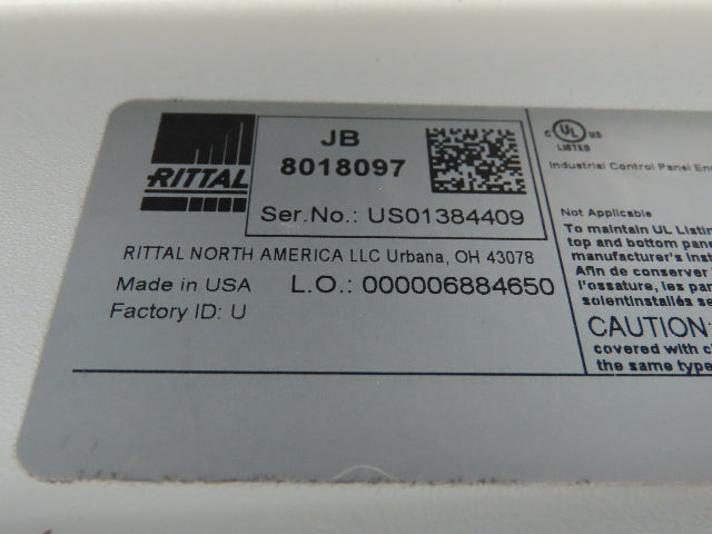 Rittal 8018097 Electrical Enclosure Carbon Steel 10x8x4" JIC Box Terminal Block