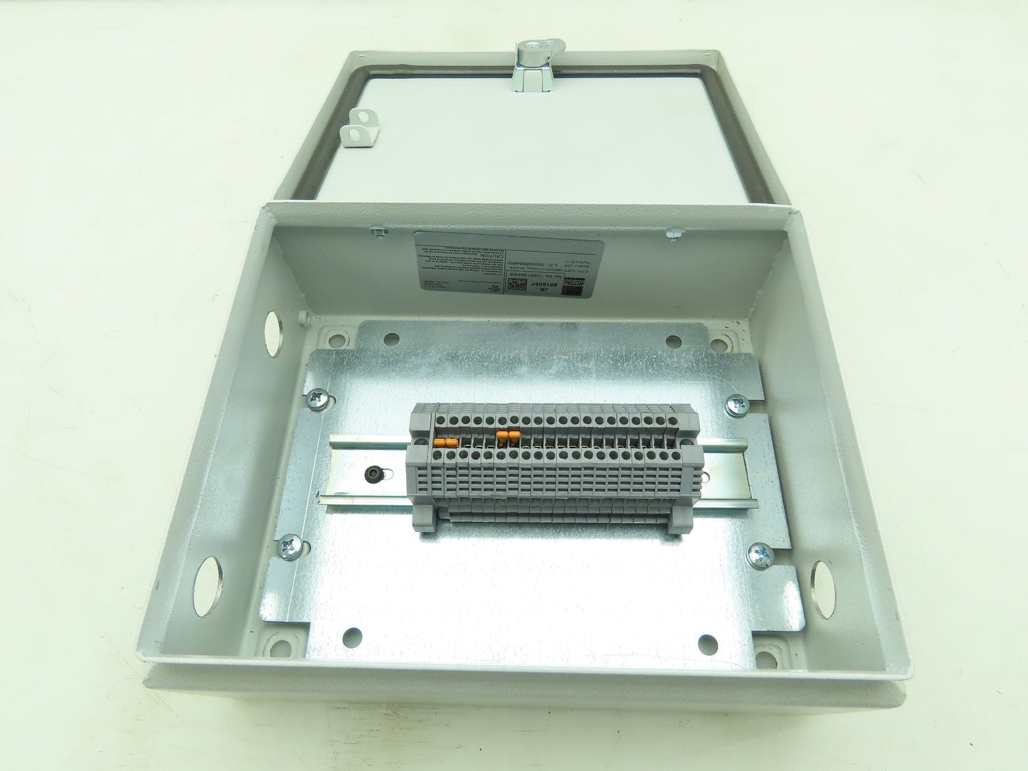 Rittal 8018097 Electrical Enclosure Carbon Steel 10x8x4" JIC Box Terminal Block