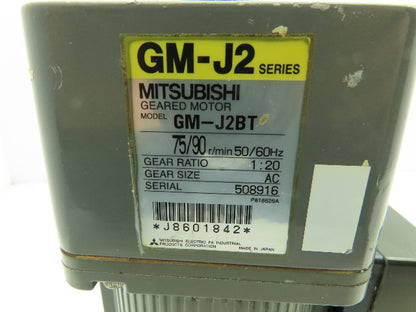 Mitsubishi GM-J2BT Geared Servo Brake Motor 1:20, 40W 4P 220V 3PH Parallel Shaft