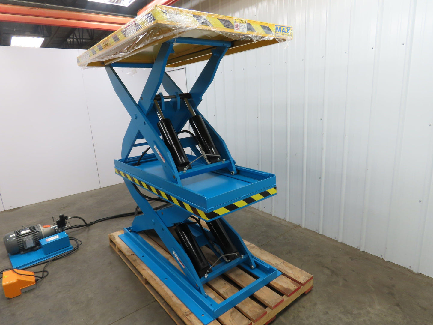 Max LPT-035-96XXH 3500LBS Hydraulic Lift Table Double Scissor 8' Travel 111" Max