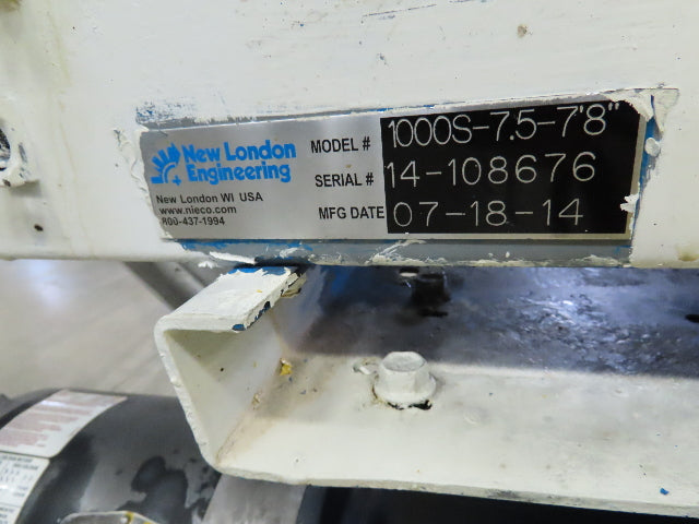 New London 7.5"x 7' 8" Plastic Chain Incline Conveyor .75Hp 460V 3PH End Drive