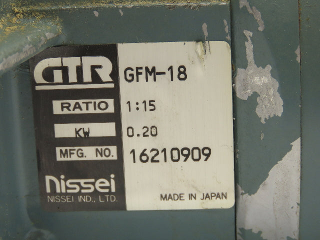 Toshiba Nissei World Energy AC Motor 0.2kW 1720 RPM 220V 3PH 1:15 Gearmotor
