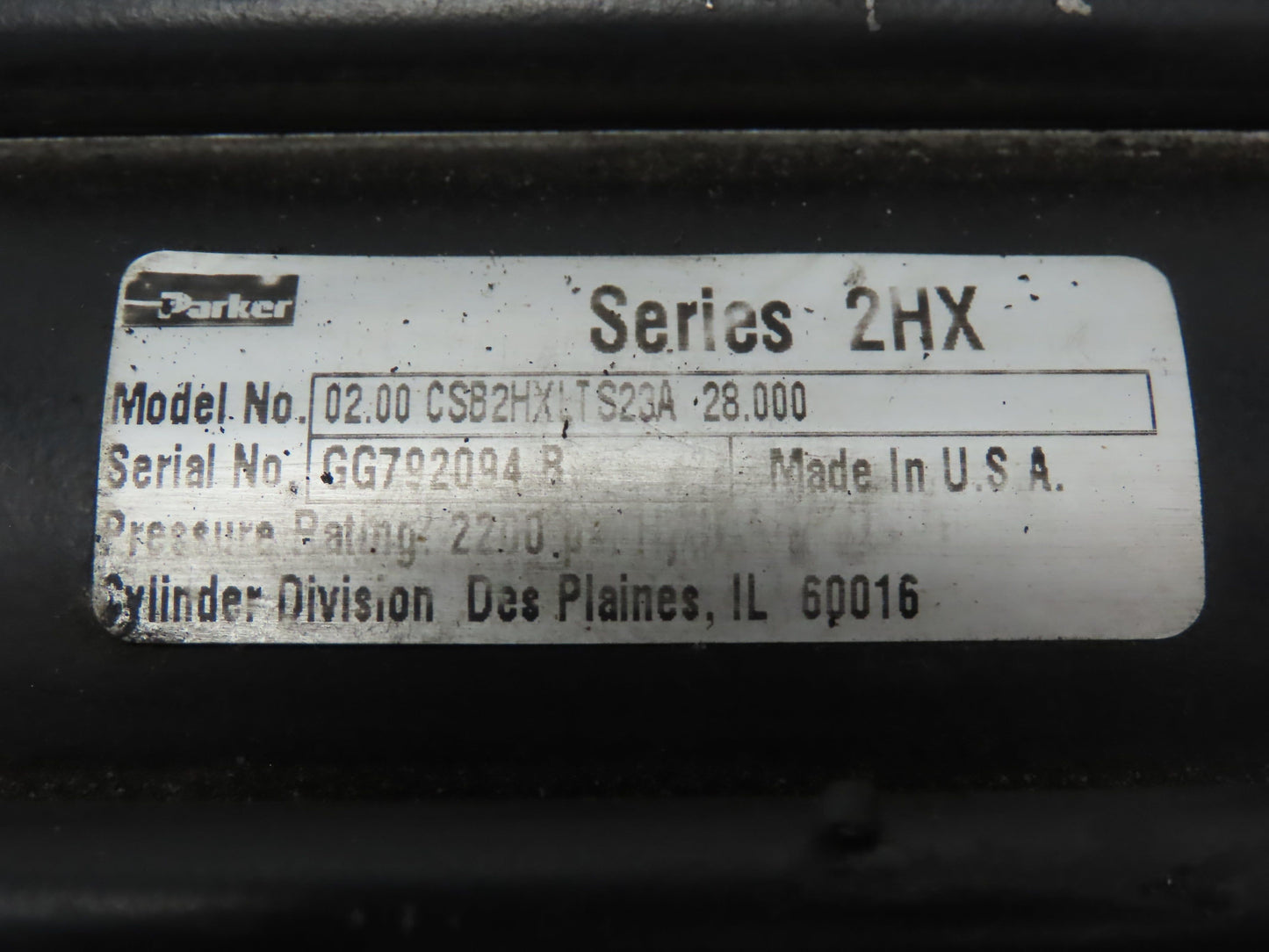 Parker Series 2HX Electrohydraulic  Cylinder 2" Bore 28" Stroke 2200PSI Pivot Mt