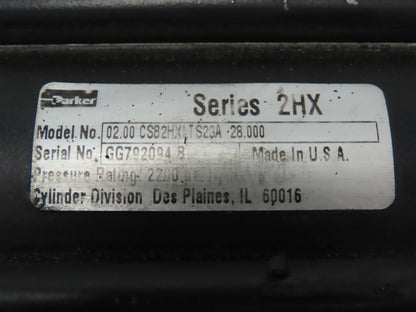 Parker Series 2HX Electrohydraulic  Cylinder 2" Bore 28" Stroke 2200PSI Pivot Mt