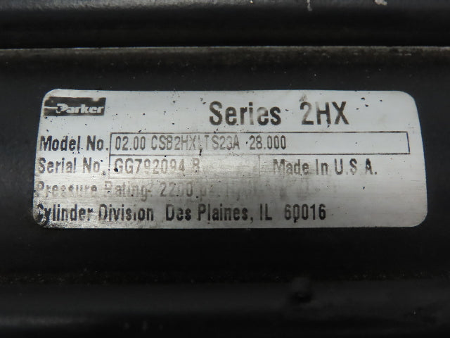 Parker Series 2HX Electrohydraulic  Cylinder 2" Bore 28" Stroke 2200PSI Pivot Mt