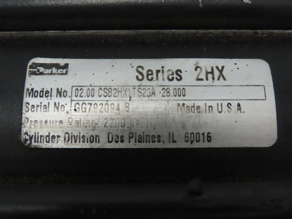 Parker Series 2HX Electrohydraulic  Cylinder 2" Bore 28" Stroke 2200PSI Pivot Mt