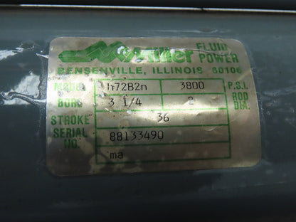 Miller Fluid Power H72B2N Hydraulic Cylinder 3.25" Bore 36" Stroke 3800 PSI