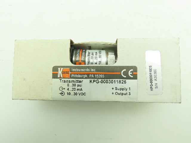 Kobold KPG-0003011825 High Precision Pressure Transmitter 0-30 PSI Transducer