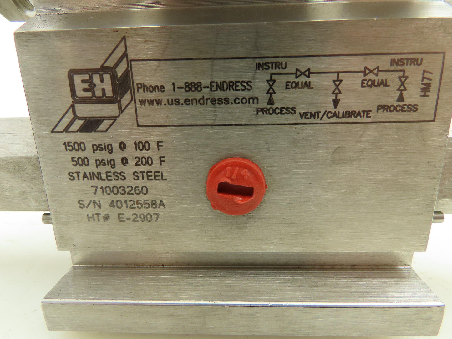 Endress Hauser HEX Stainless Block and Bleed Manifold Valve 1/2"