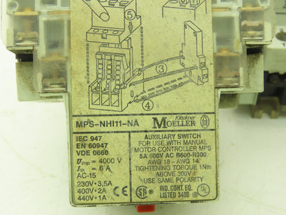 Klockner-Moeller Manual Motor Starter 1/2 Hp 480V 3Ph Aux Relay Lot of 5