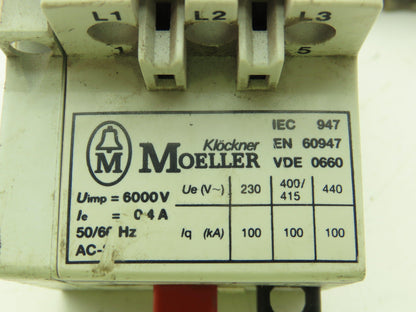 Klockner-Moeller Manual Motor Starter 1/2 Hp 480V 3Ph Aux Relay Lot of 5