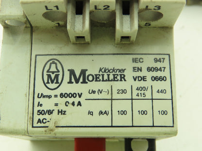 Klockner-Moeller Manual Motor Starter 1/2 Hp 480V 3Ph Aux Relay Lot of 5