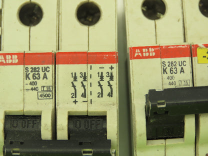 ABB S282UCK63A Circuit Breaker 63A 2 Pole 480V Lot of 7