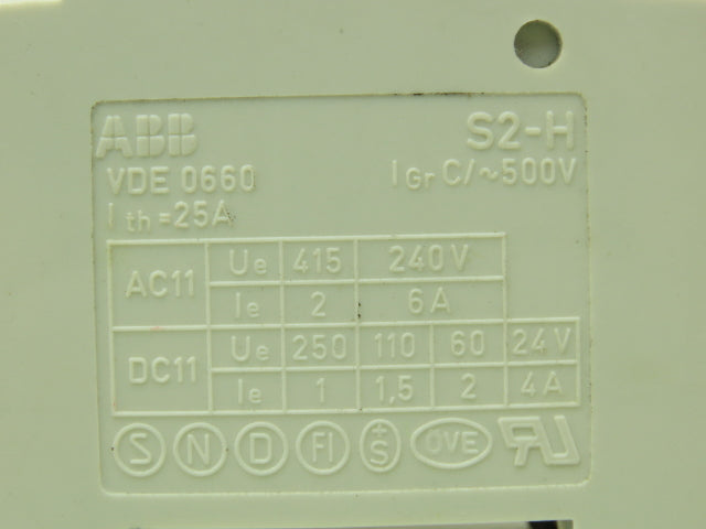 ABB S282UCK63A Circuit Breaker 63A 2 Pole 480V Lot of 7