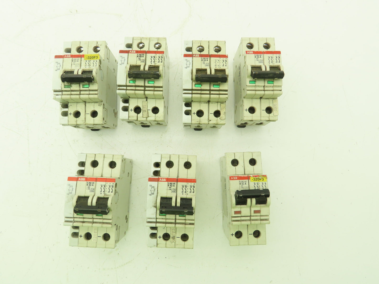 ABB S282UCK63A Circuit Breaker 63A 2 Pole 480V Lot of 7