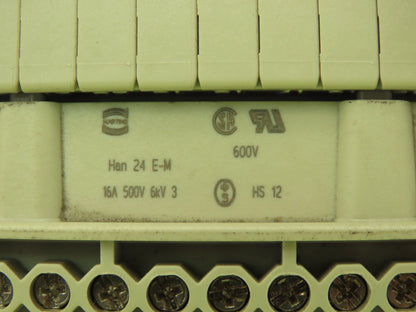 Harting Han 24 E-M 24-Pin Cable Connector Plug Set 16 Amp 600V Lot of 5