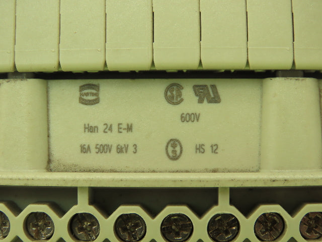 Harting Han 24 E-M 24-Pin Cable Connector Plug Set 16 Amp 600V Lot of 5