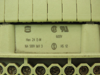 Harting Han 24 E-M 24-Pin Cable Connector Plug Set 16 Amp 600V Lot of 5